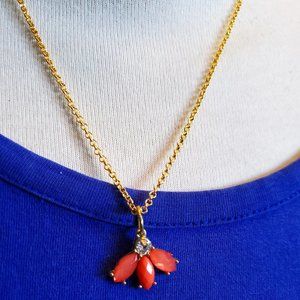 16" Gold Tone Orange Sunburst Pendant Necklace Tony Alexander Jewelry Artisan